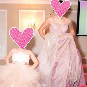 Rose Gold/Pink Gown w/Rhinestone Waisfband